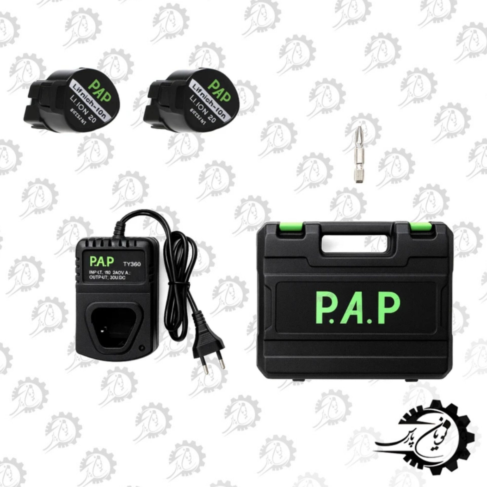 دریل شارژی چکشی براشلس پی ای پی PAP دو باتری 1215